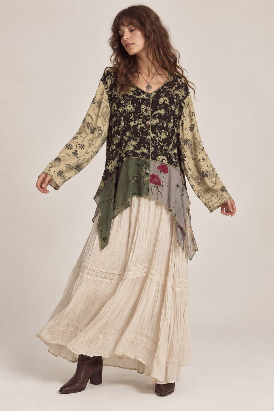 Vintage 90s Nothing Matches Whimsical Patchwork Top 3 Practical Magic Boho